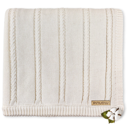 WHITE TWISTED ROPE BLANKET