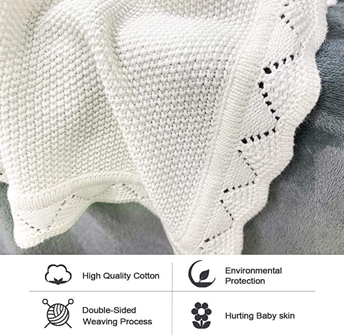 YOYI YOYI Couvertures pour tout-petits en tricot gaufré