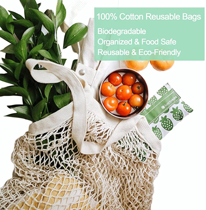 YOYI YOYI Sac d'épicerie réutilisable en maille de coton (3 pièces)